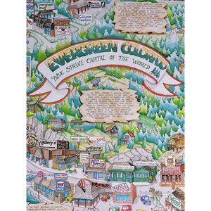 Vintage Evergreen Colorado Illustrated Map Poster